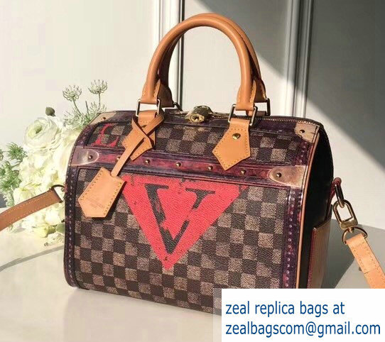 Louis Vuitton Trompe l oeil Damier Canvas Speedy 25 Bandouliere Bag M52249 2018 - Click Image to Close